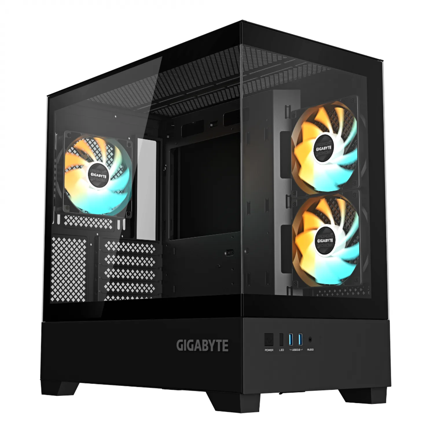 Gabinete Gigabyte C201 Panoramic TG x2 Mid-Tower Fan ARGB x3 Black (5832)