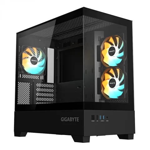 Gabinete Gigabyte C201 Panoramic TG X2 Mid-Tower Fan ARGB X3 Black (5832)