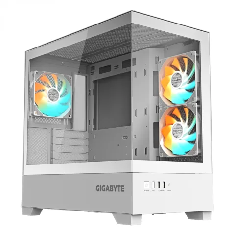 Gabinete Gigabyte C201 Panoramic Ice TG X2 Mid-Tower Fan ARGB X3 White (5849)